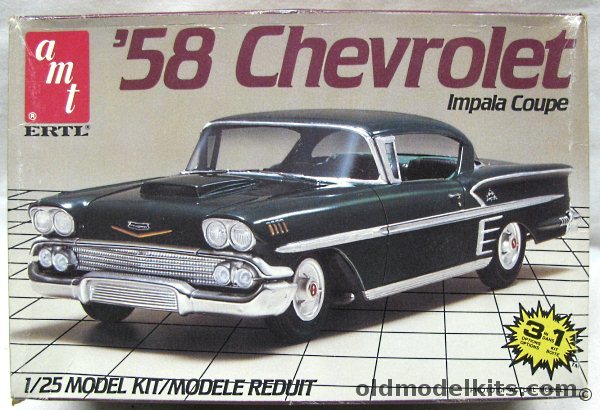 AMT 1/25 1958 Chevrolet Impala 2 Door Coupe - 3 in 1 - Stock / Show Custom / Street Rod, 6548 plastic model kit